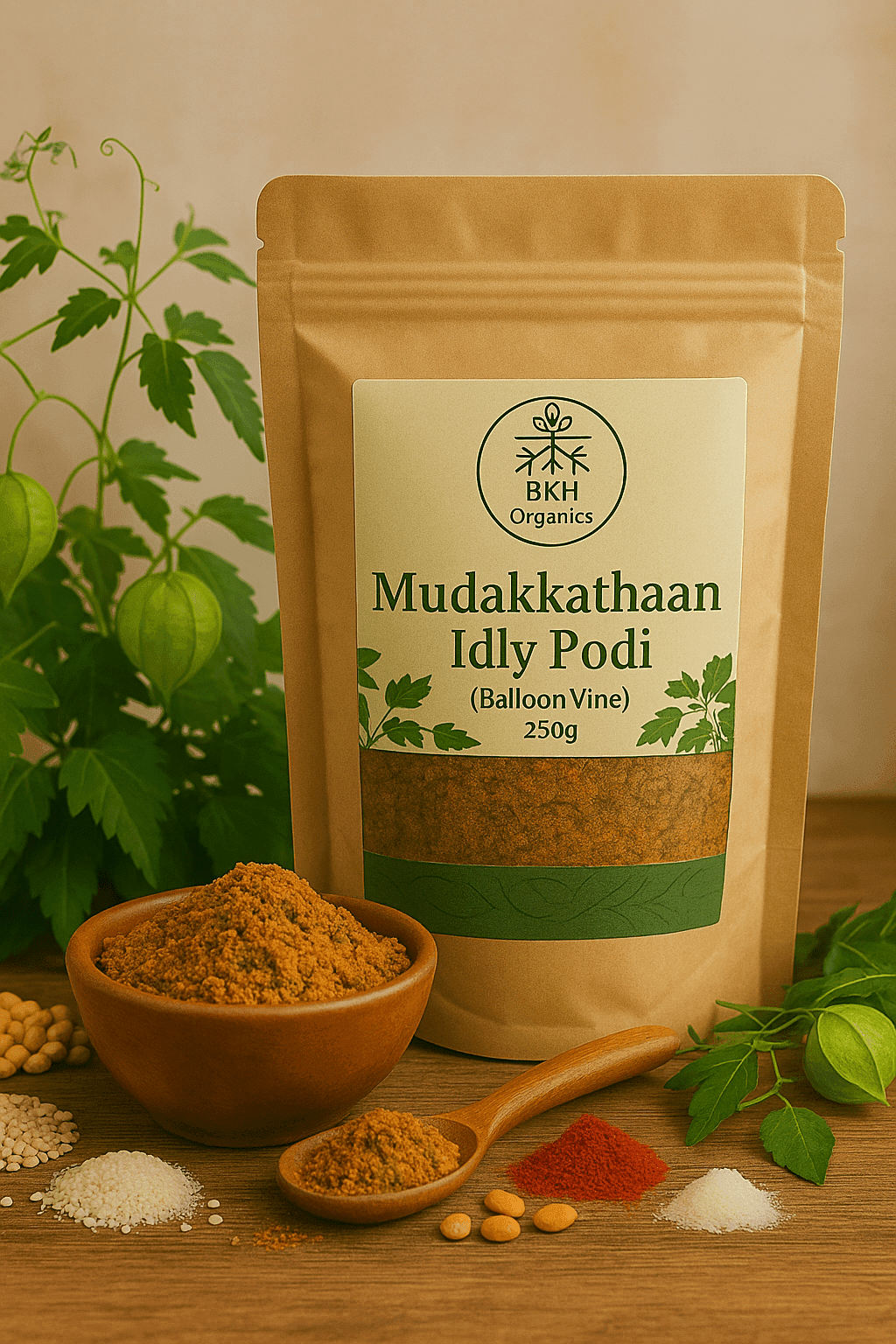 Mudakkathaan idly & Dosa Podi 250g - BKH Organics