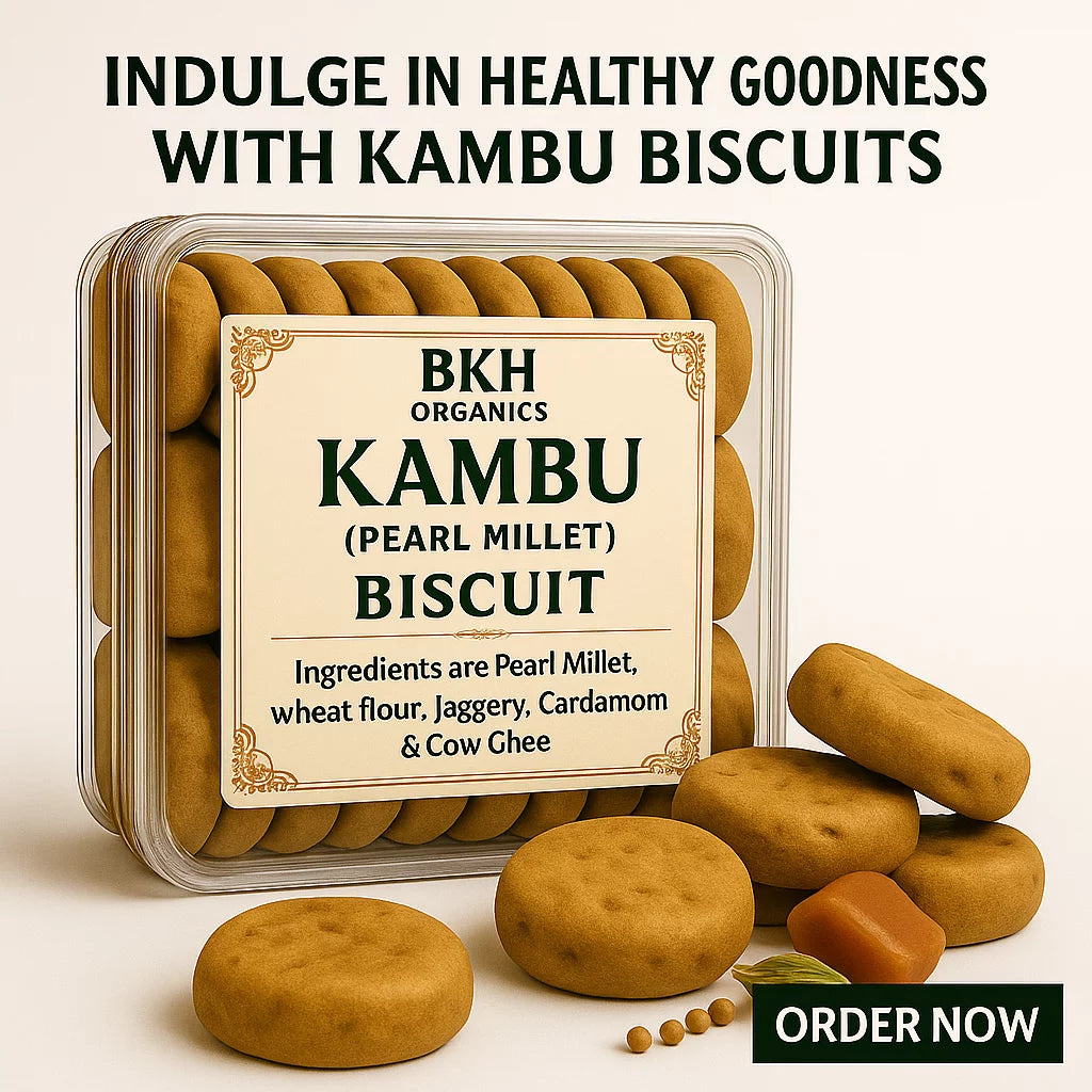 Kambu biscuits in a packaging with a label on a beige background