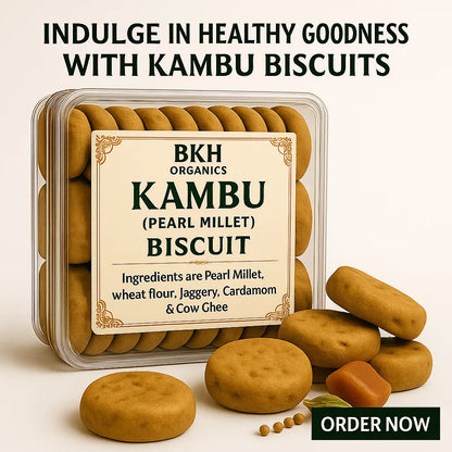 Kambu biscuits in a packaging with a label on a beige background