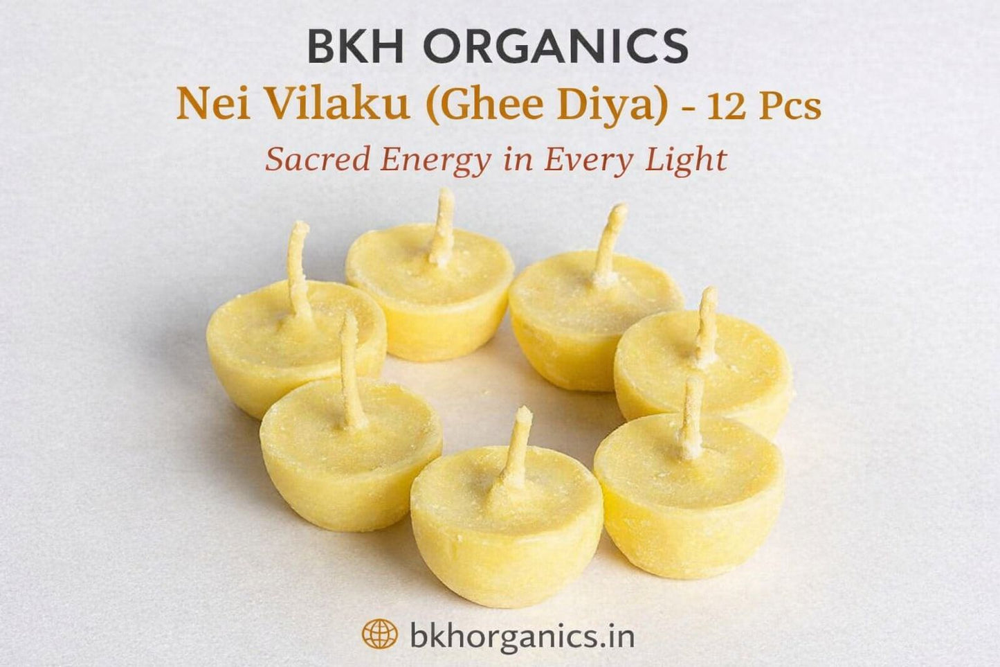 BHKH Organics Nei Vilaku (Ghee Diya) candles on a white background