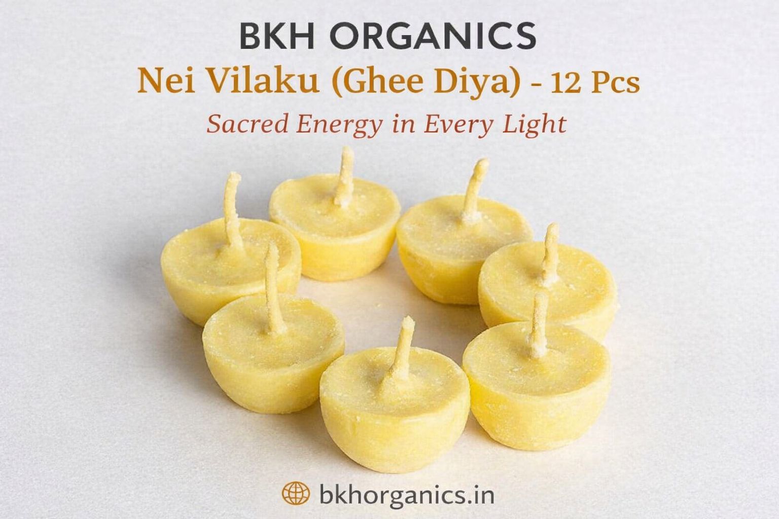 BHKH Organics Nei Vilaku (Ghee Diya) candles on a white background